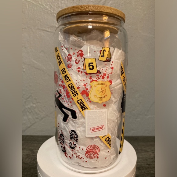 Murder Shows Graphic Hand Crafted Glass Tumbler - Picture 5 of 8